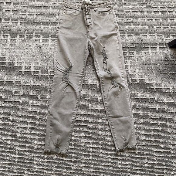 Easel Jeans Denim Distressed Gray Skinny Button Fly Woman's Size S - Picture 2 of 8